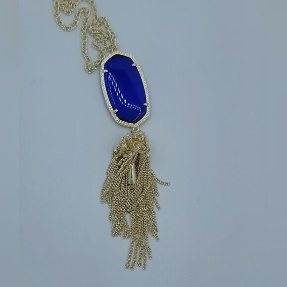 Kendra Scott Necklace Rayne Gold Plated Blue Pendant Tassel Necklace #549 & 550 - Picture 12 of 12